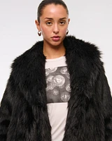 Shawl Collar Faux Fur Coat