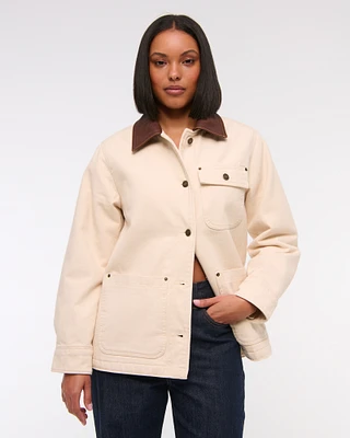Mid-Length Twill Workwear Jacket
