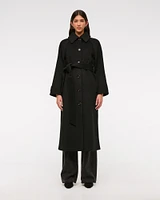 Wool-Blend Belted Coat