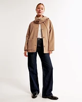 Removable Scarf Wool-Blend Coat