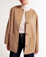 Removable Scarf Wool-Blend Coat