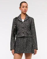 Cropped Wool-Blend Blazer Coat