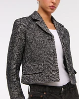 Cropped Wool-Blend Blazer Coat