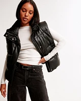 Vegan Leather Puffer Vest