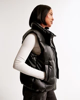 Vegan Leather Puffer Vest