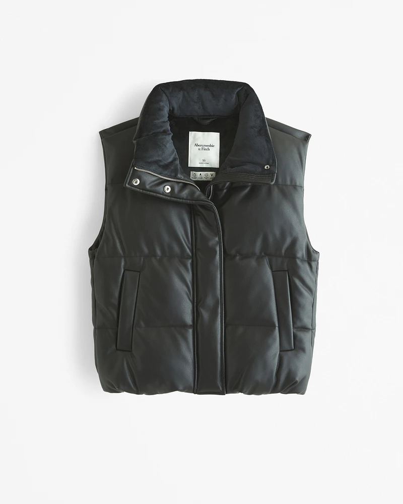 Vegan Leather Puffer Vest