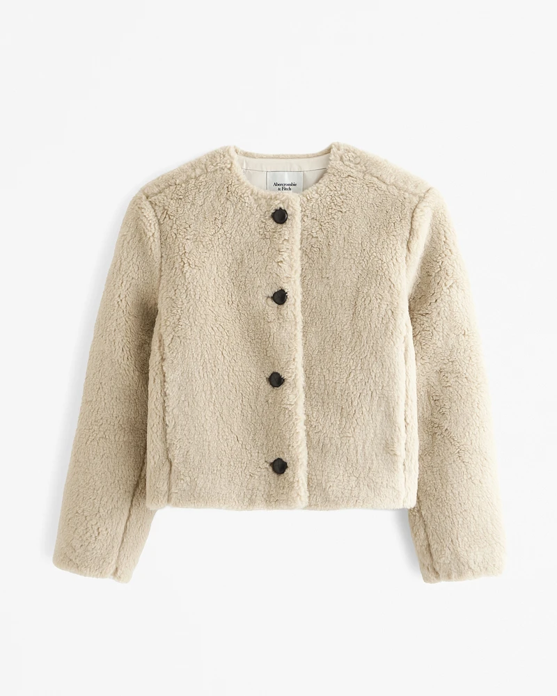 Collarless Sherpa Jacket