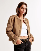 Winterized Collarless Shearling Jacket