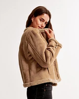 Winterized Collarless Shearling Jacket