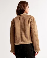 Winterized Collarless Shearling Jacket