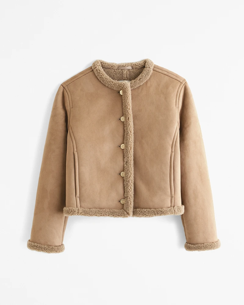 Winterized Collarless Shearling Jacket