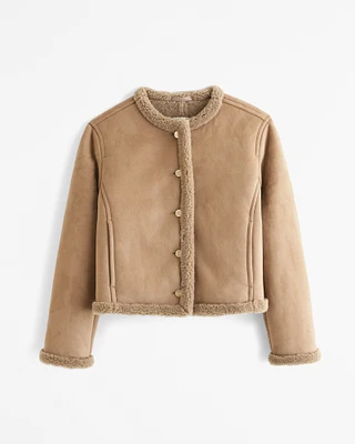 Winterized Collarless Shearling Jacket