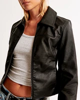 Vegan Leather Zip Jacket