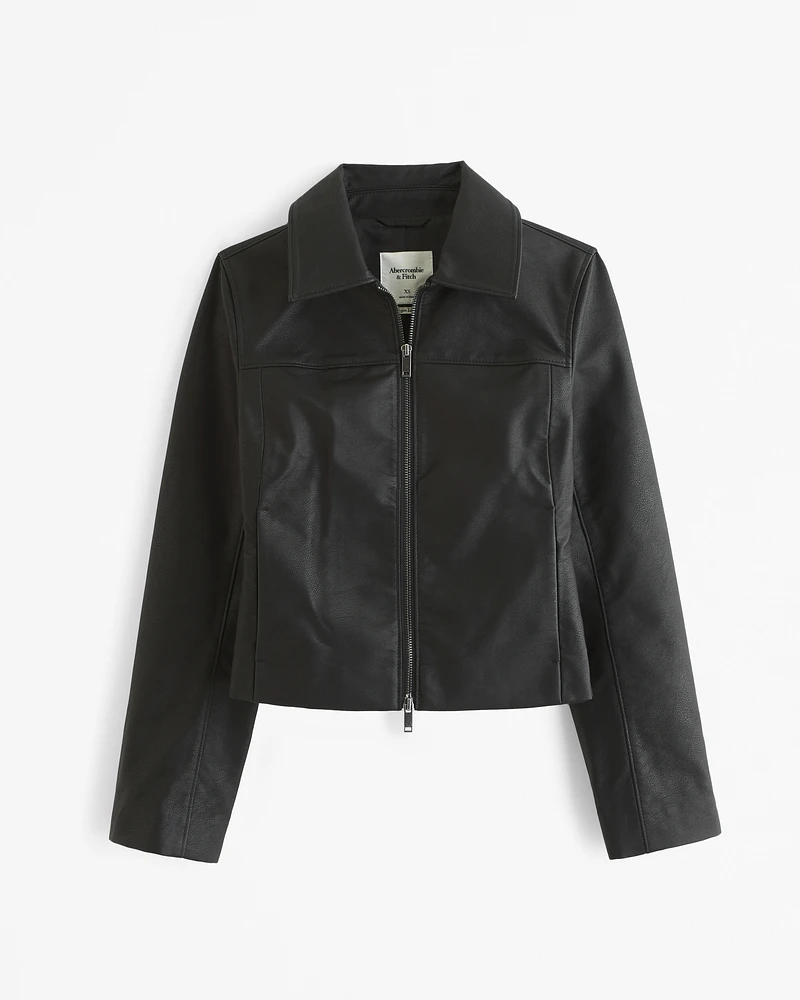 Vegan Leather Zip Jacket