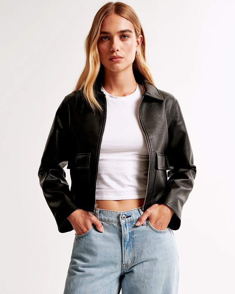 Vegan Leather Utility Jacket