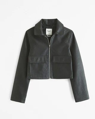 Vegan Leather Utility Jacket