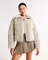 Vegan Leather Short Puffer