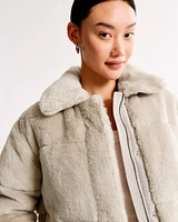 Vegan Leather Short Puffer