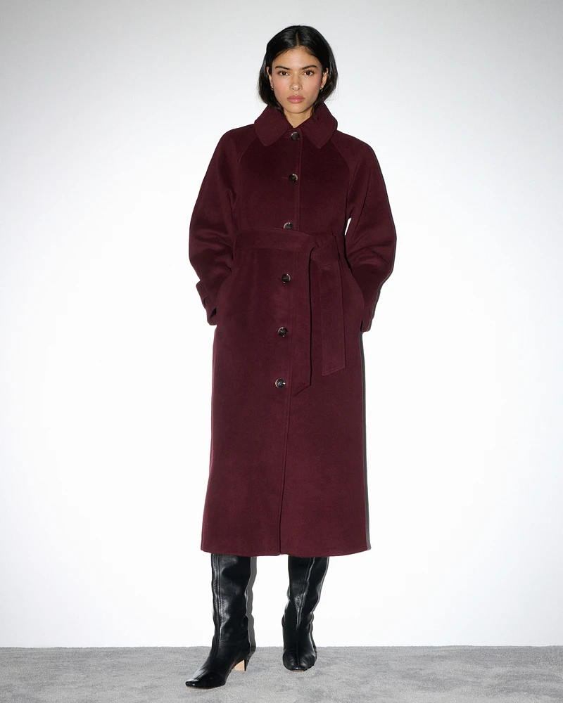 Belted Wool-Blend Coat