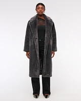 Double-Breasted Faux Fur Coat