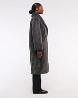 Double-Breasted Faux Fur Coat