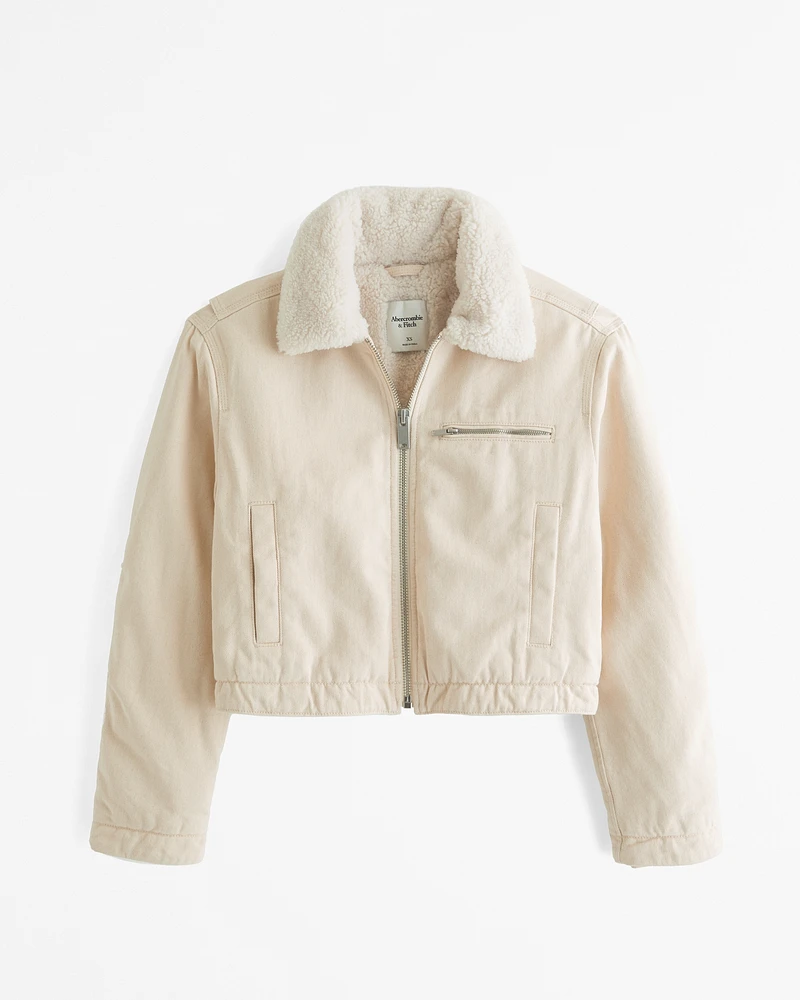 Winterized Cropped Twill Workwear Jacket