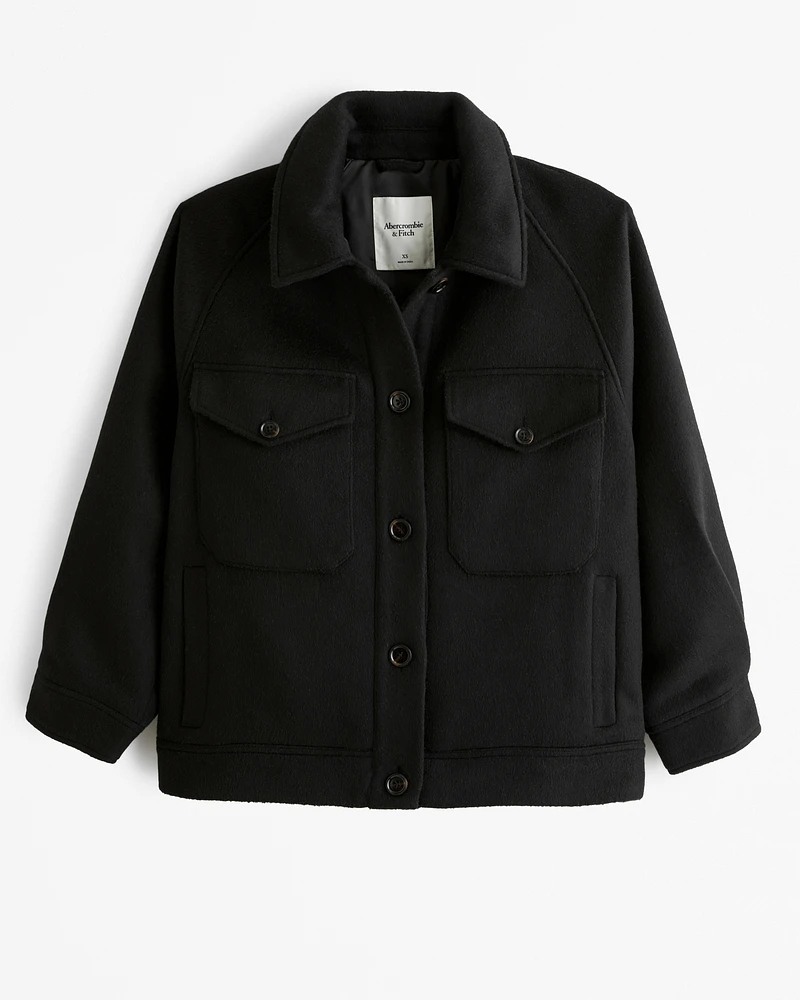 Wool-Blend Utility Shirt Jacket