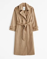 Faux Suede Trench Coat