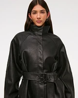 Belted Vegan Leather Jacket