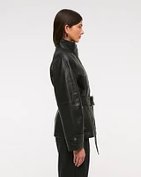 Belted Vegan Leather Jacket