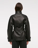 Belted Vegan Leather Jacket