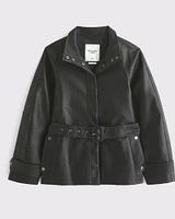 Belted Vegan Leather Jacket