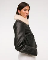 Vegan Leather Utility Trucker Jacket