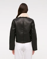 Vegan Leather Utility Trucker Jacket