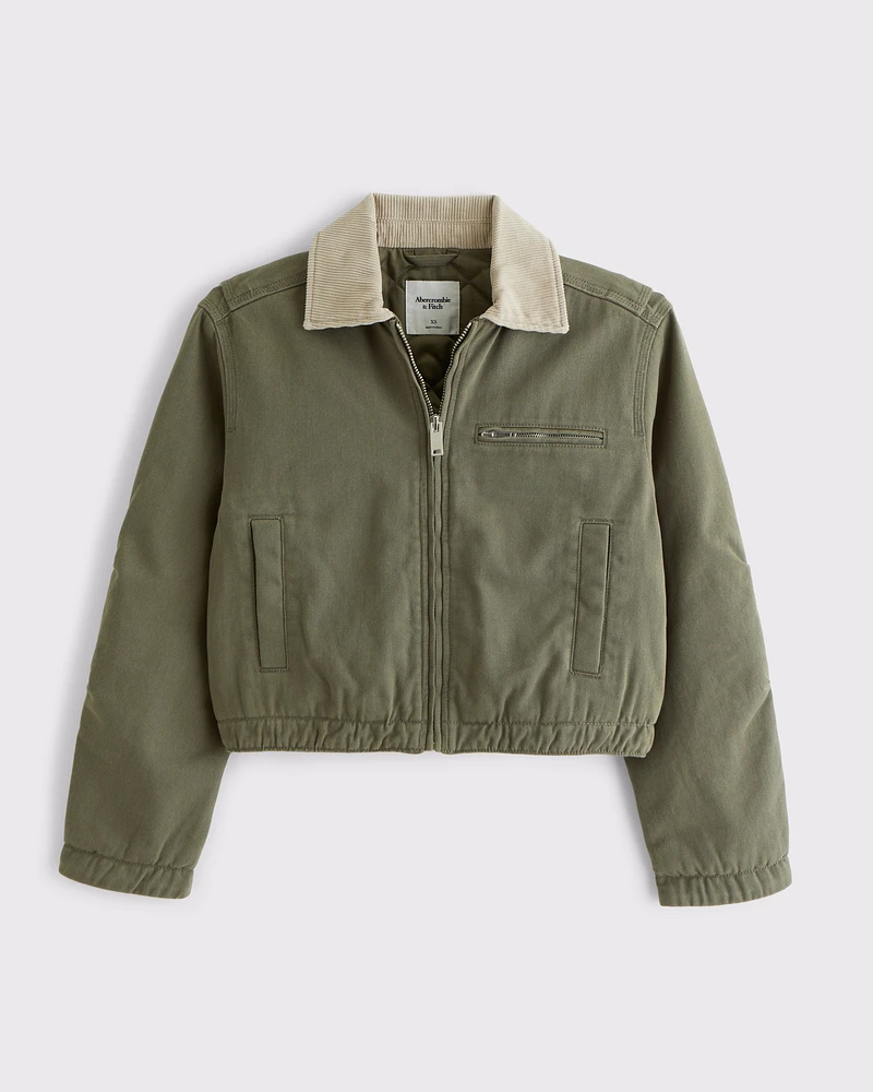Cropped Twill Workwear Jacket