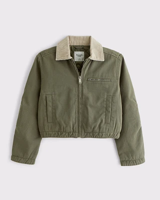 Cropped Twill Workwear Jacket