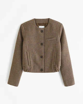 Collarless Cinched Wool-Blend Jacket