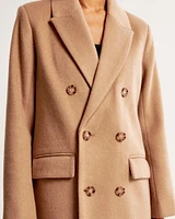 Wool-Blend Double-Breasted Tailored Topcoat