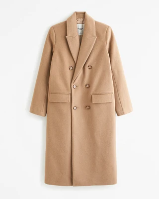 Wool-Blend Double-Breasted Tailored Topcoat