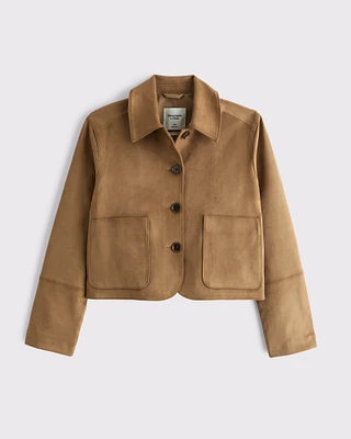 Vegan Suede Button-Through Jacket