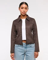 Zip-Front Vegan Suede Jacket