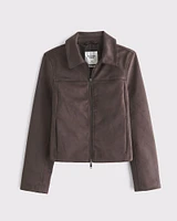 Zip-Front Vegan Suede Jacket