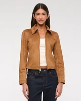 Zip-Front Vegan Suede Jacket