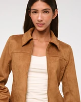 Zip-Front Vegan Suede Jacket