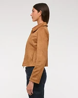 Zip-Front Vegan Suede Jacket