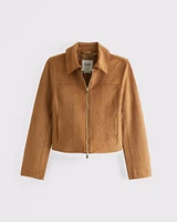 Zip-Front Vegan Suede Jacket