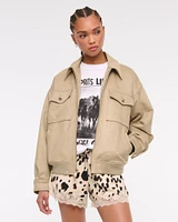 Vegan Suede Bomber Jacket