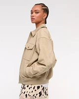 Vegan Suede Bomber Jacket