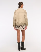 Vegan Suede Bomber Jacket