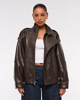 Vegan Leather Bomber Jacket